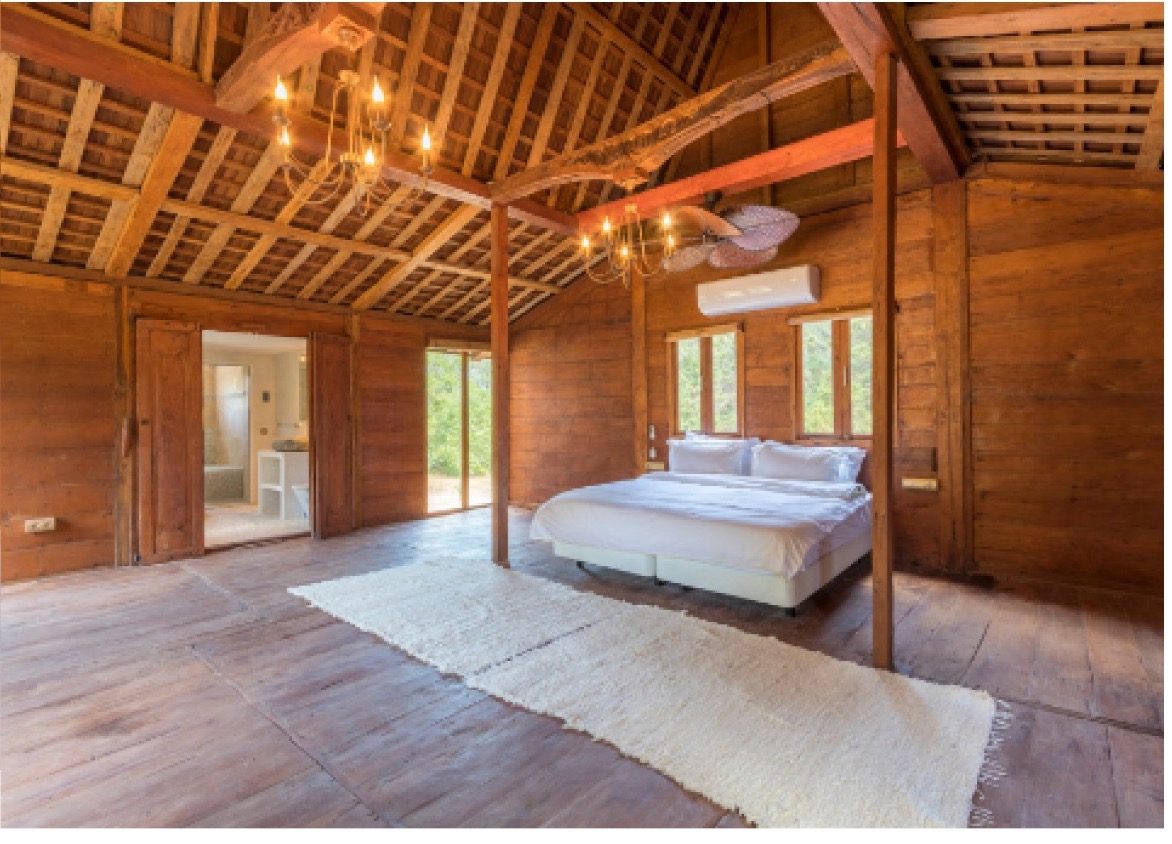 Interior of the wooden cabin