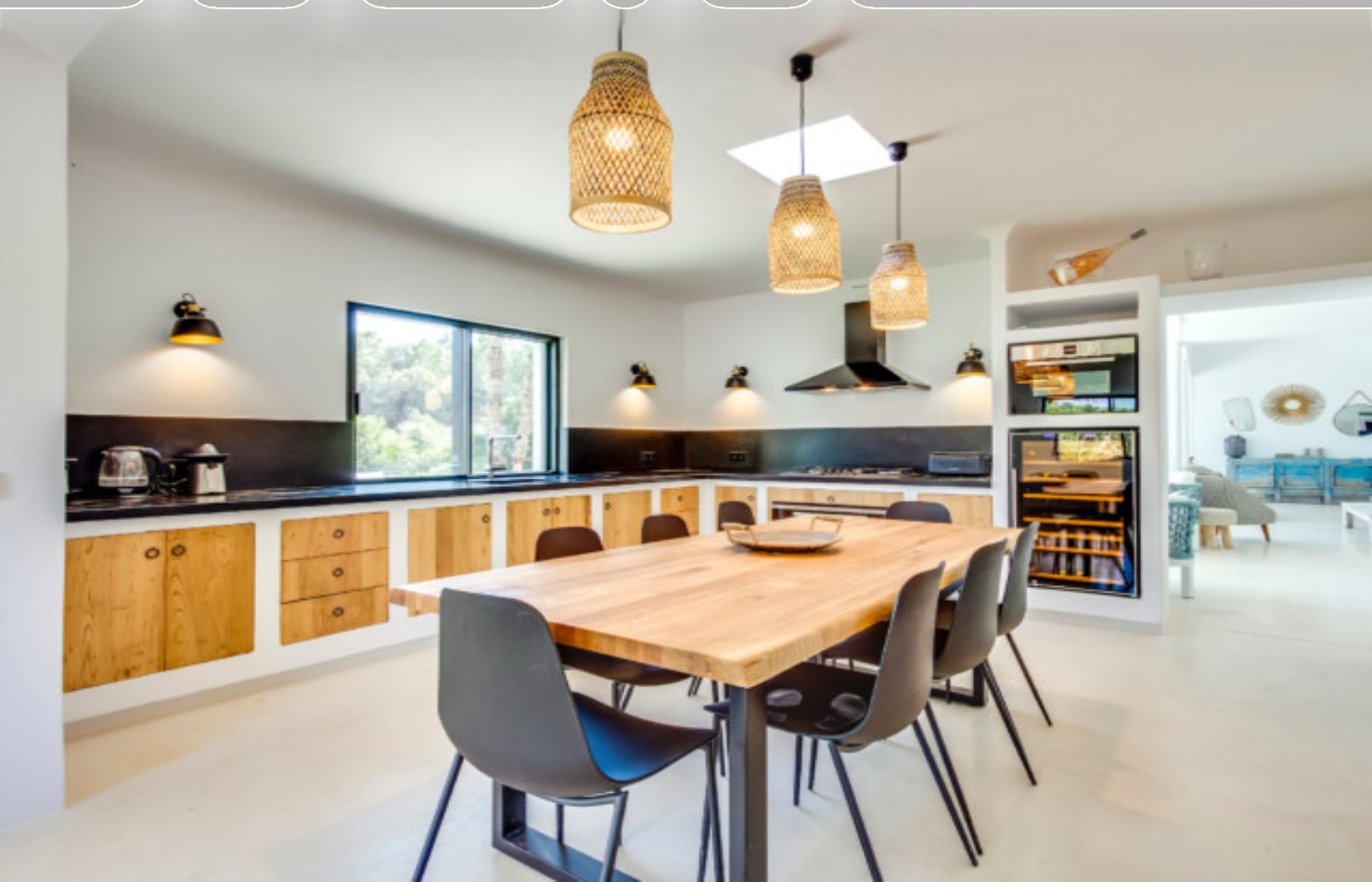 Open kitchen and communal dining table